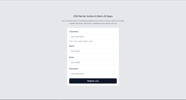 ZSA Server Action in Next.JS Apps